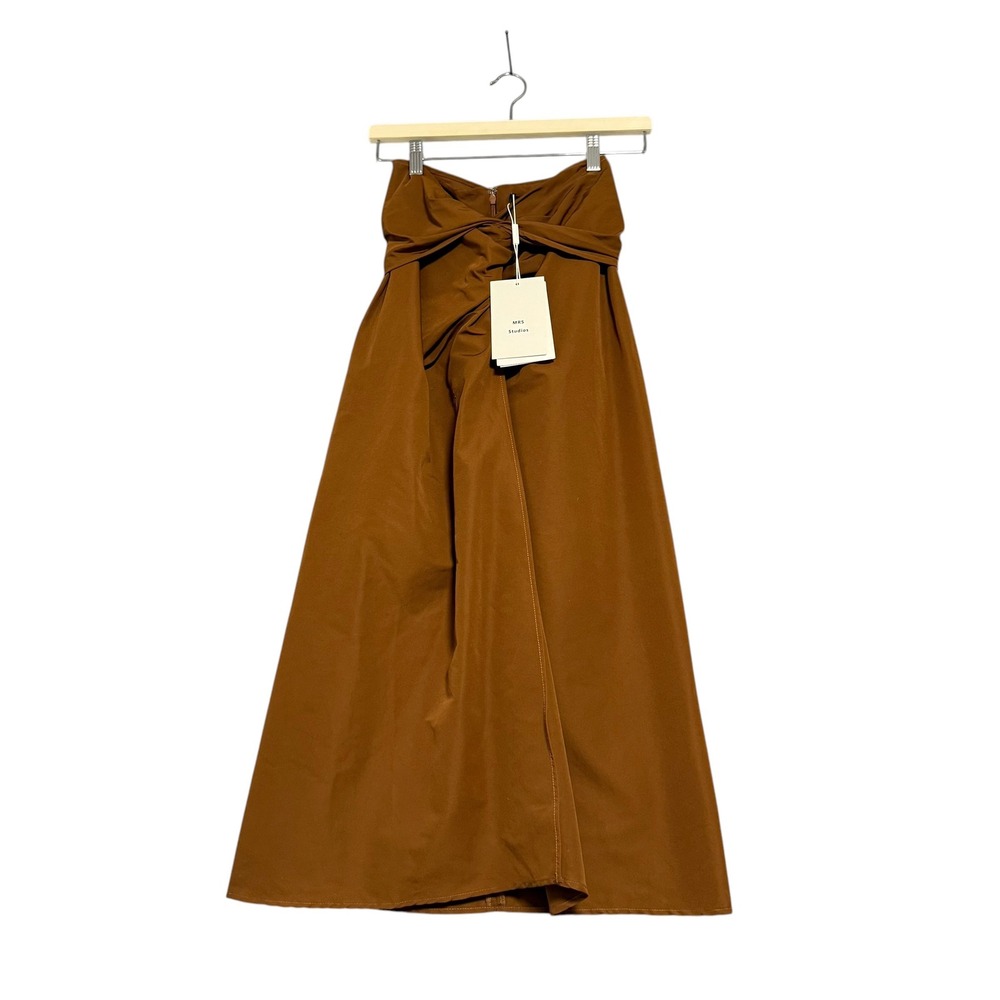 MRS Studios | Twist Front Copper Brown Midi Skirt Size M
